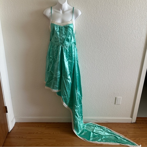 MM6 Maison Martin Margiela Dresses & Skirts - MM6 Maison Martin Margiela Women's Aqua Blue Silky Satin Asymmetrical Maxi Dress